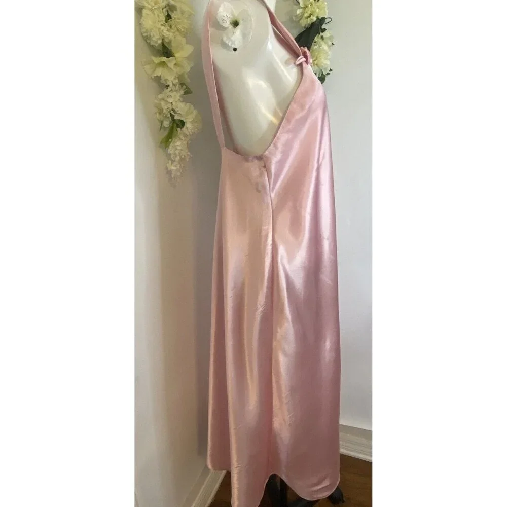 Vintage Val Mode Pink Lingerie Peignoir Sleep Gown Dress Ankle Length Size Large